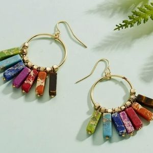 NIP Chakra 7 Natural Stone Earrings stunning